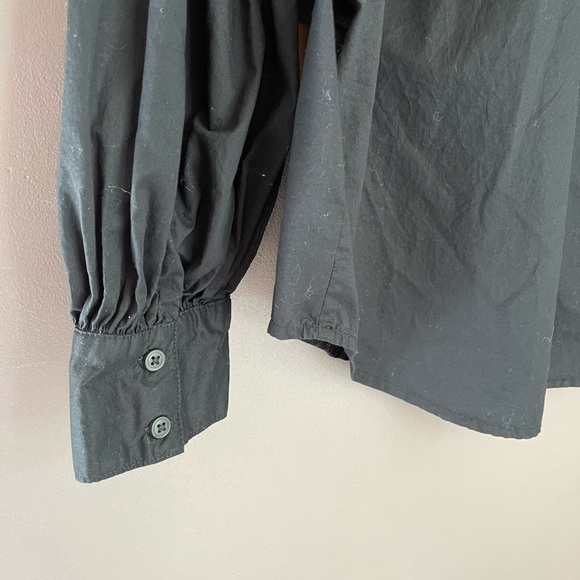 NWT Puff-Sleeve Henley Button Shirt Black Size XL - Picture 3 of 6